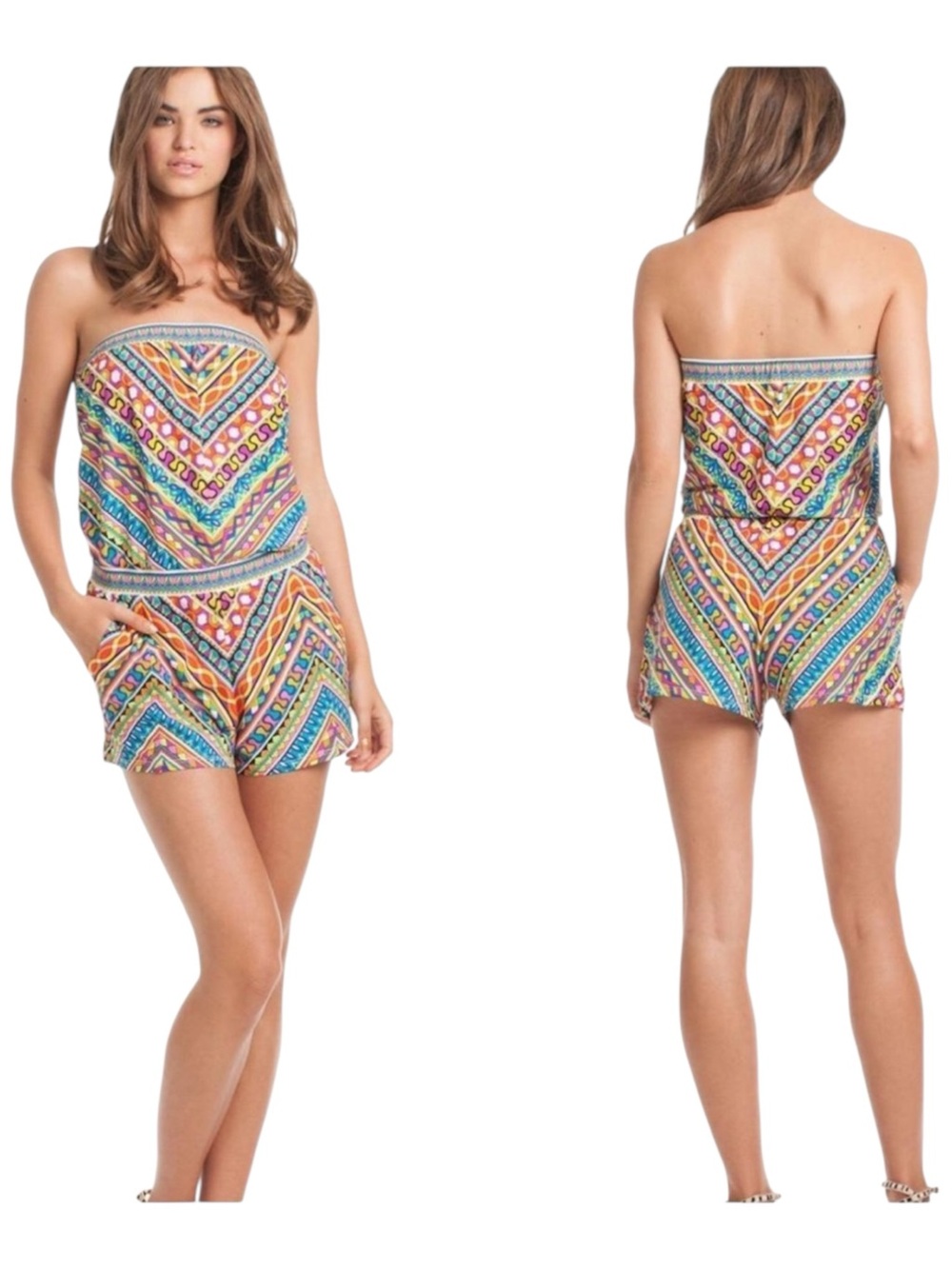Trina Turk Multicolor Strapless Romper